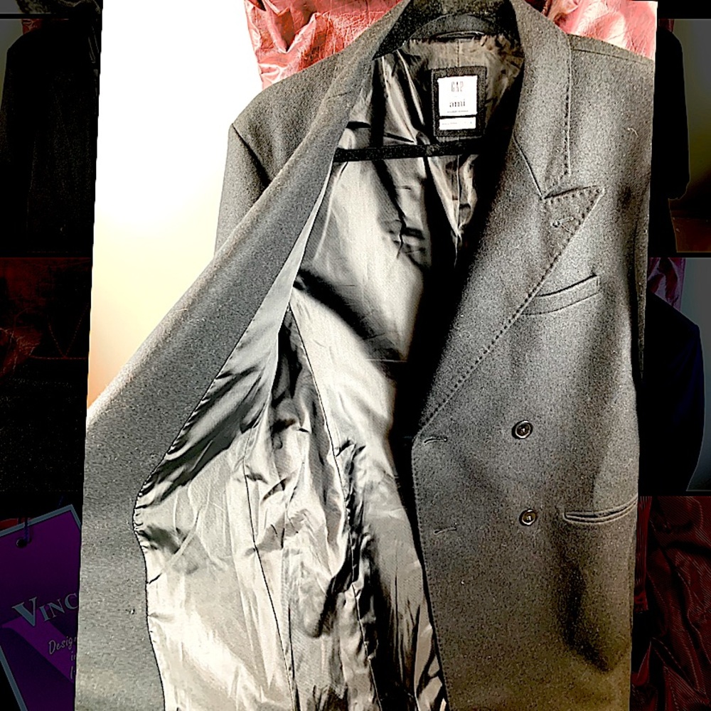 Double-breasted Italian wool long coat